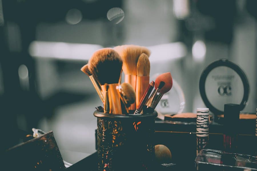 Makeup station — brushes are washed after every use